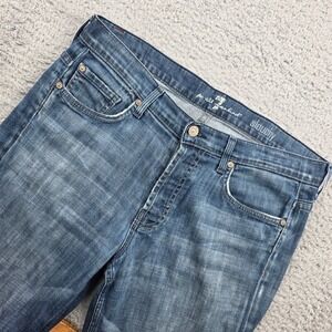 7 For All Mankind Slouchy Jeans Women 30 Blue Excellent Relaxed Fit Whiskered